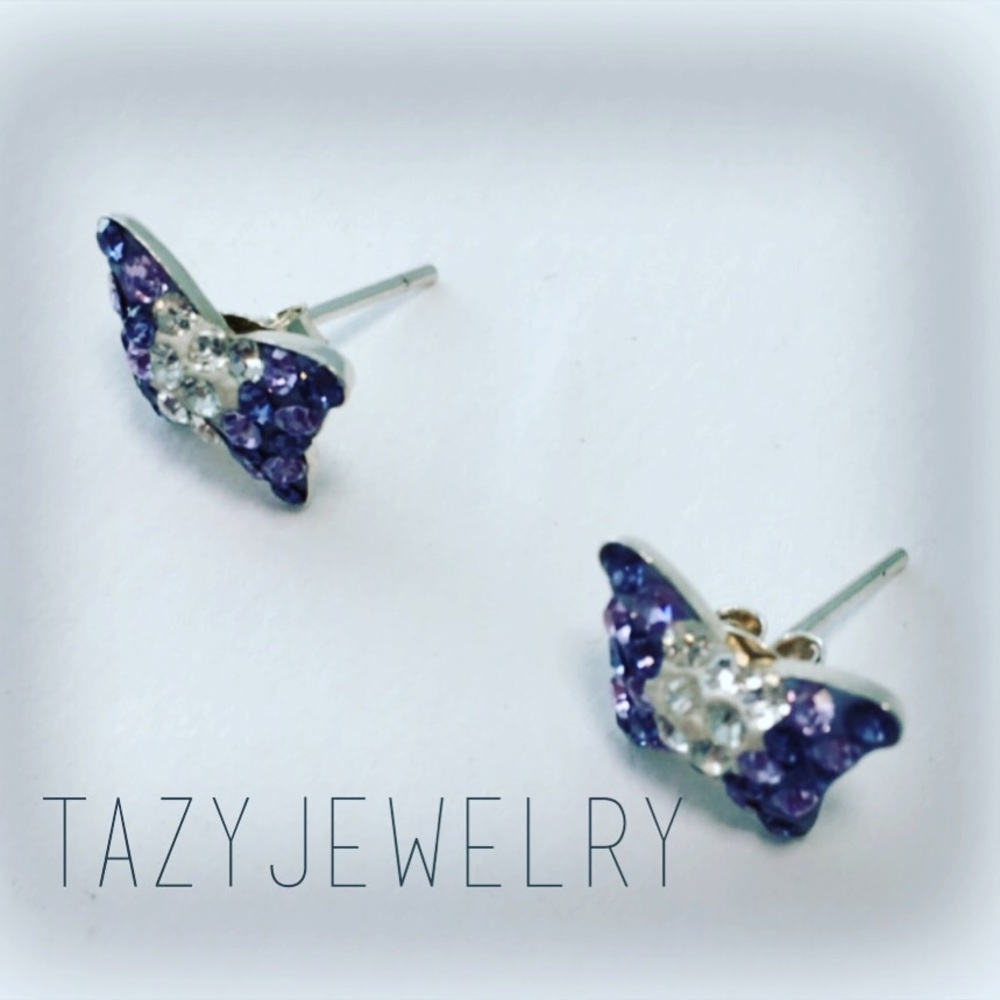 Fine Silver 950 Earrings /Strass aplications New